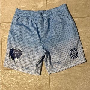 Overtime Blue cold hearts blue ice mesh boys shorts - YXL
